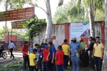 The enthusiastic children cleaning the surroundings of KV K-Area, Zirakpur